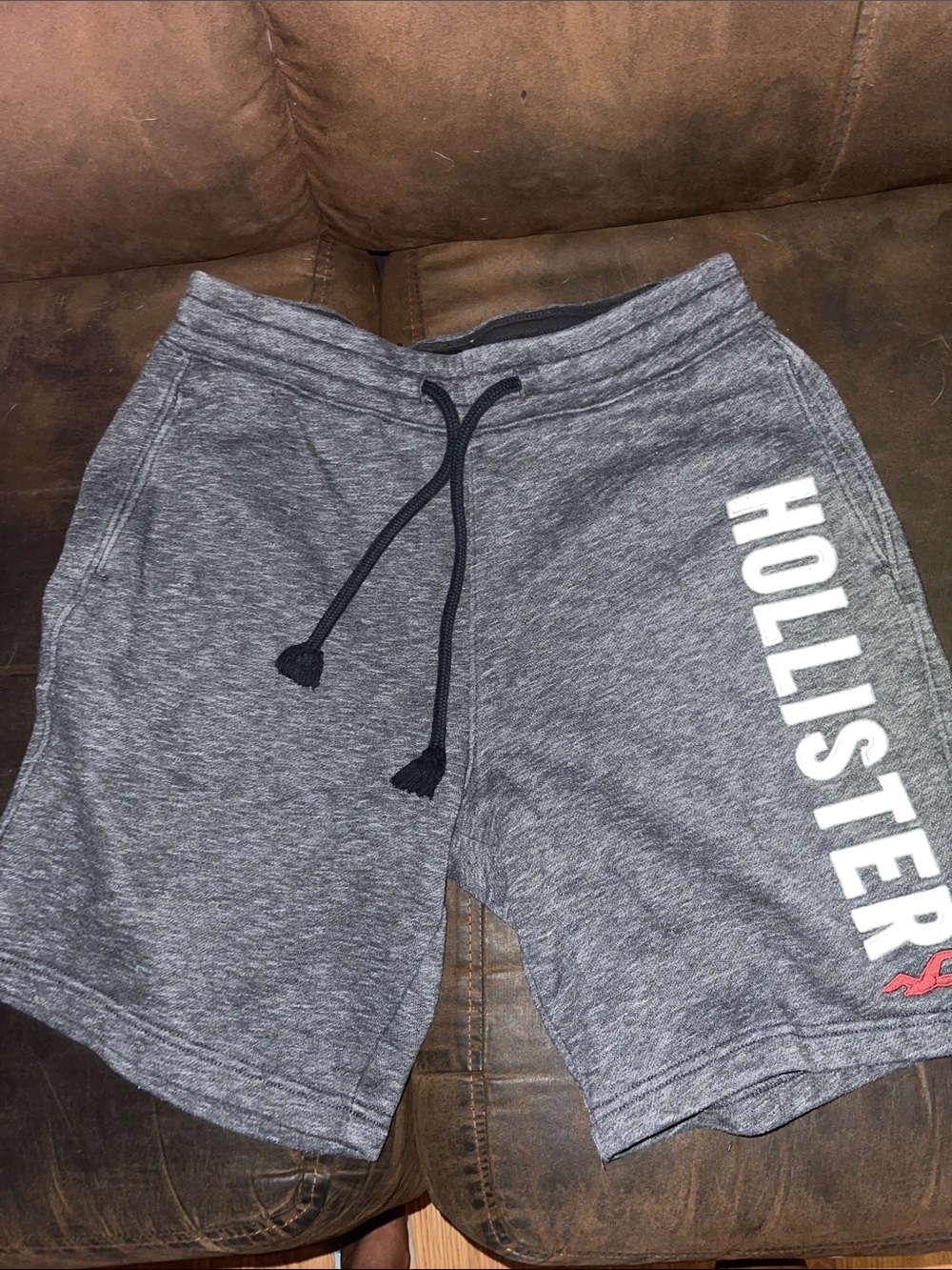Hollister Gray Men’s Athletic Drawstring Shorts with Side Logo